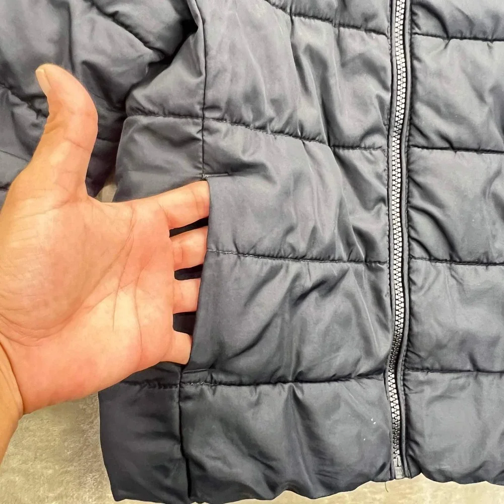 GUC The Childrens Place Boys Black Puffer Jacket Size S 5/6 Full Zip Mock Neck